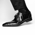 Los Altos Caiman Belly Derby Shoes Black