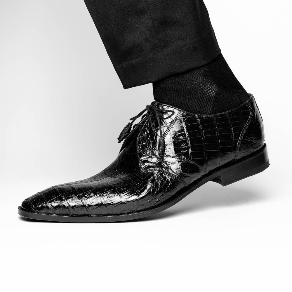 Los Altos Caiman Belly Derby Shoes Black