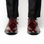 Los Altos Caiman Belly Derby Shoes Burgundy