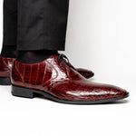Los Altos Caiman Belly Derby Shoes Burgundy