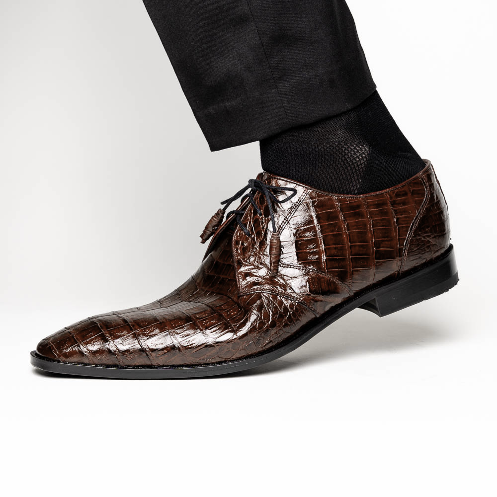 Los Altos Caiman Belly Derby Shoes Brown