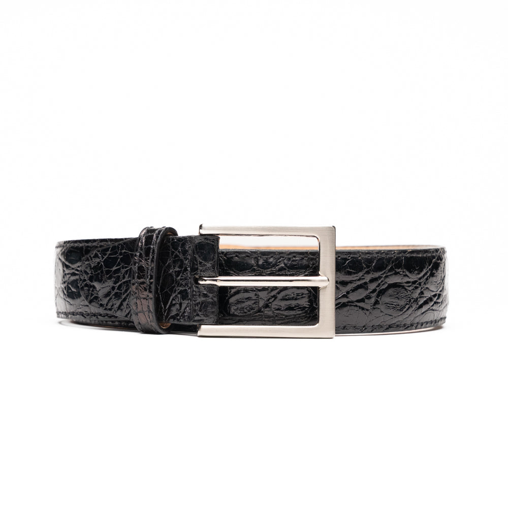 Zelli Caiman Crocodile Belt Black (71-155-BLK)