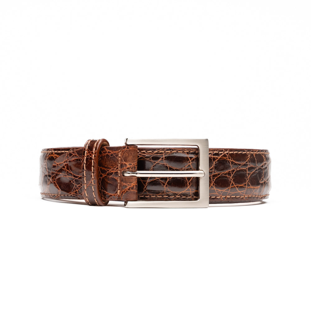 Zelli Caiman Crocodile Belt Cognac (71-155-CGN)