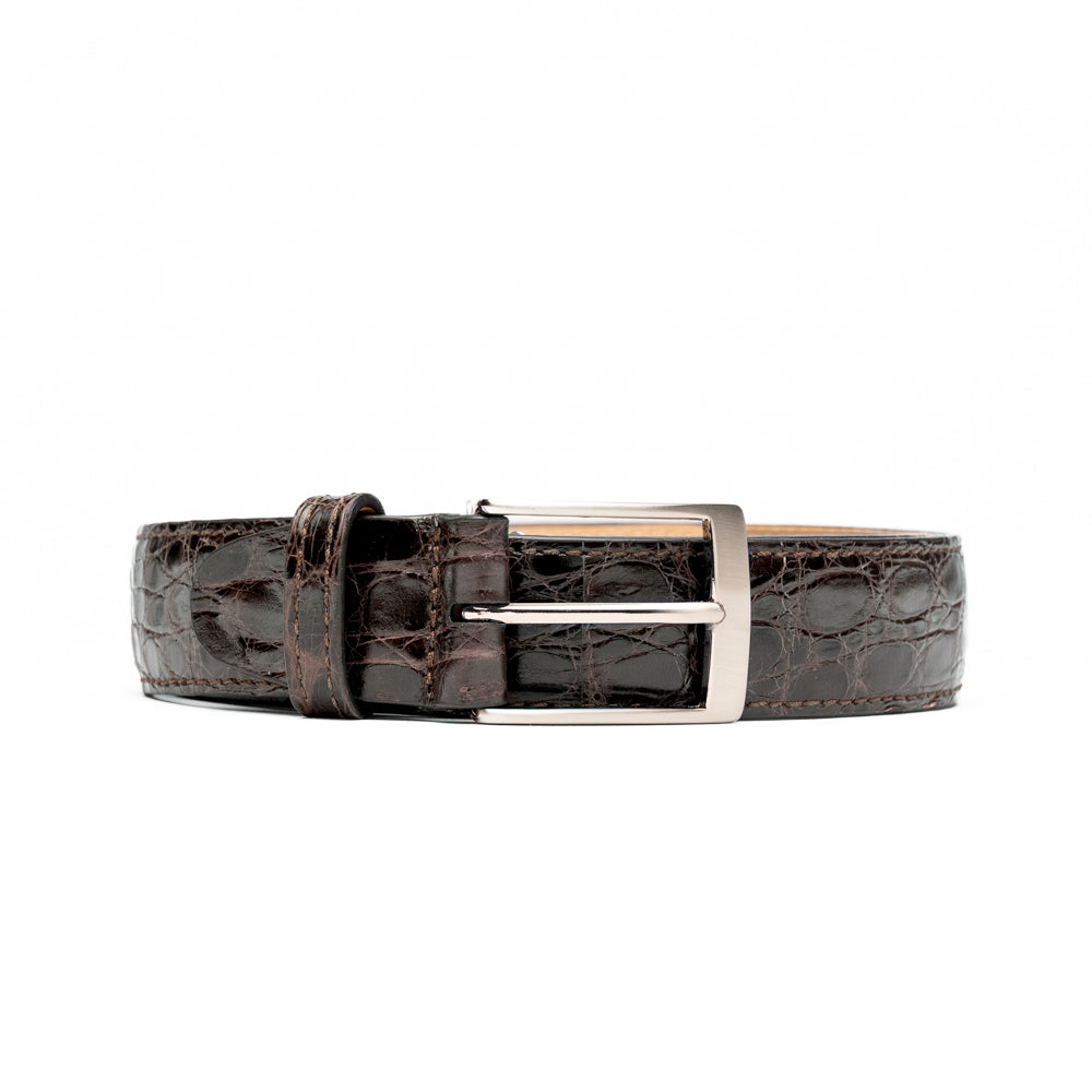 Zelli Caiman Crocodile Belt Nicotine (71-155-NIC)