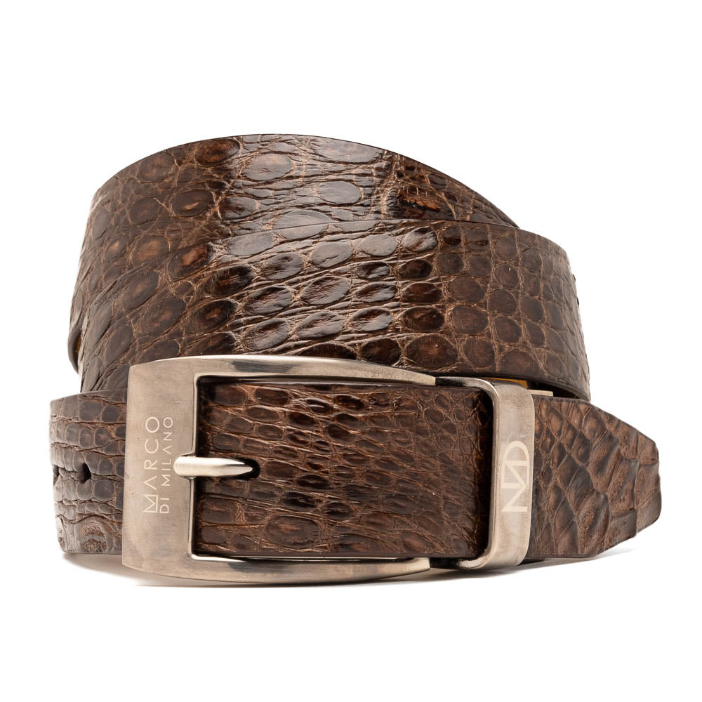 Marco Di Milano Caiman Crocodile Flank Belt Dark Brown