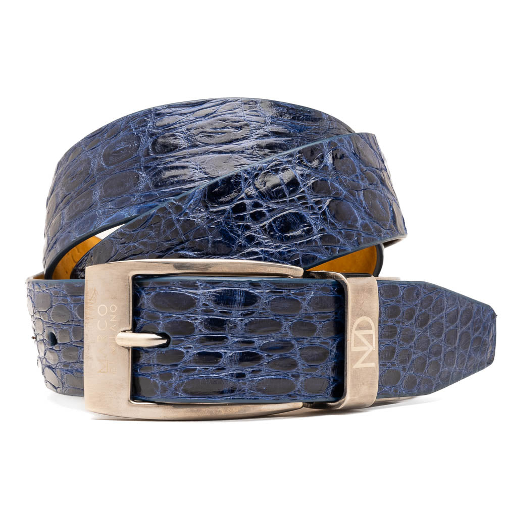 Marco Di Milano Caiman Crocodile Flank Belt Navy