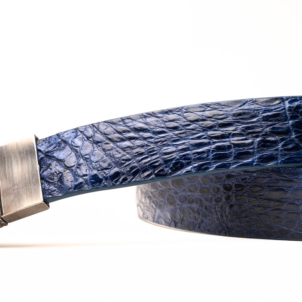 Marco Di Milano Caiman Crocodile Flank Belt Navy