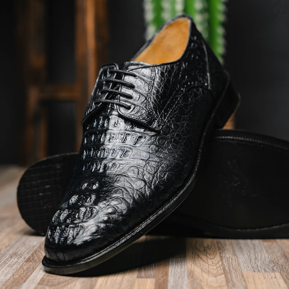 Los Altos Caiman Hornback Shoes Black
