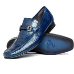 Los Altos Caiman & Lizard Bit Loafers Navy Blue