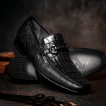 Los Altos Caiman & Lizard Bit Loafers Black