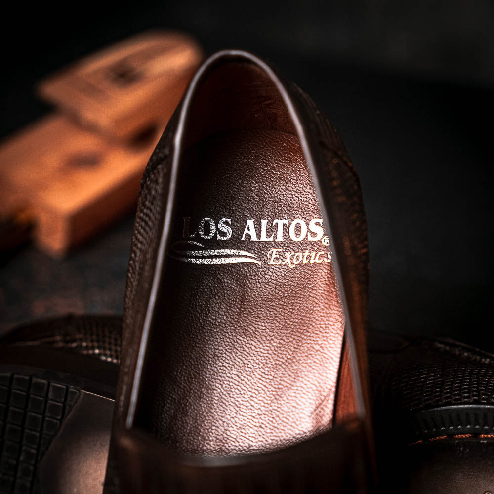 Los Altos Caiman & Lizard Bit Loafers Brown Size 9.5