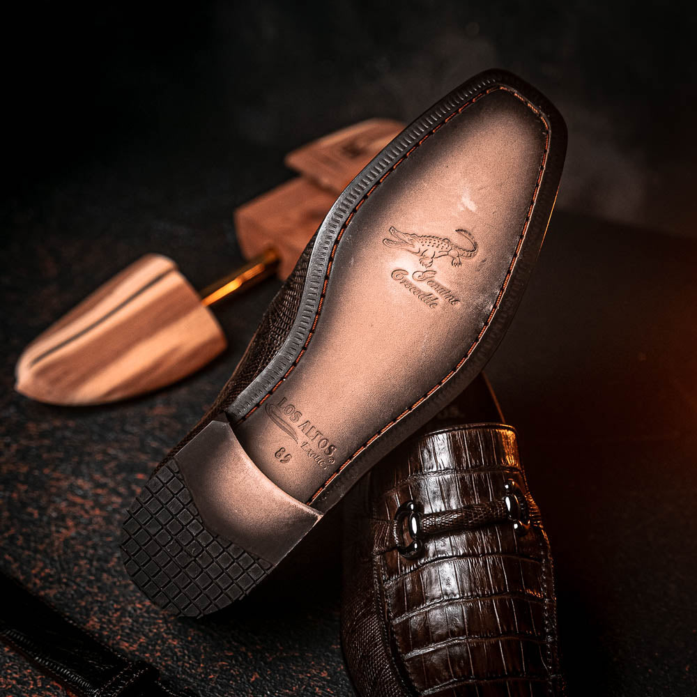 Los Altos Caiman & Lizard Bit Loafers Brown