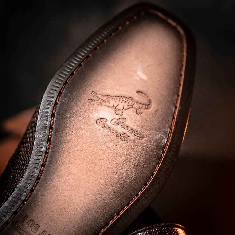 Los Altos Caiman & Lizard Bit Loafers Brown