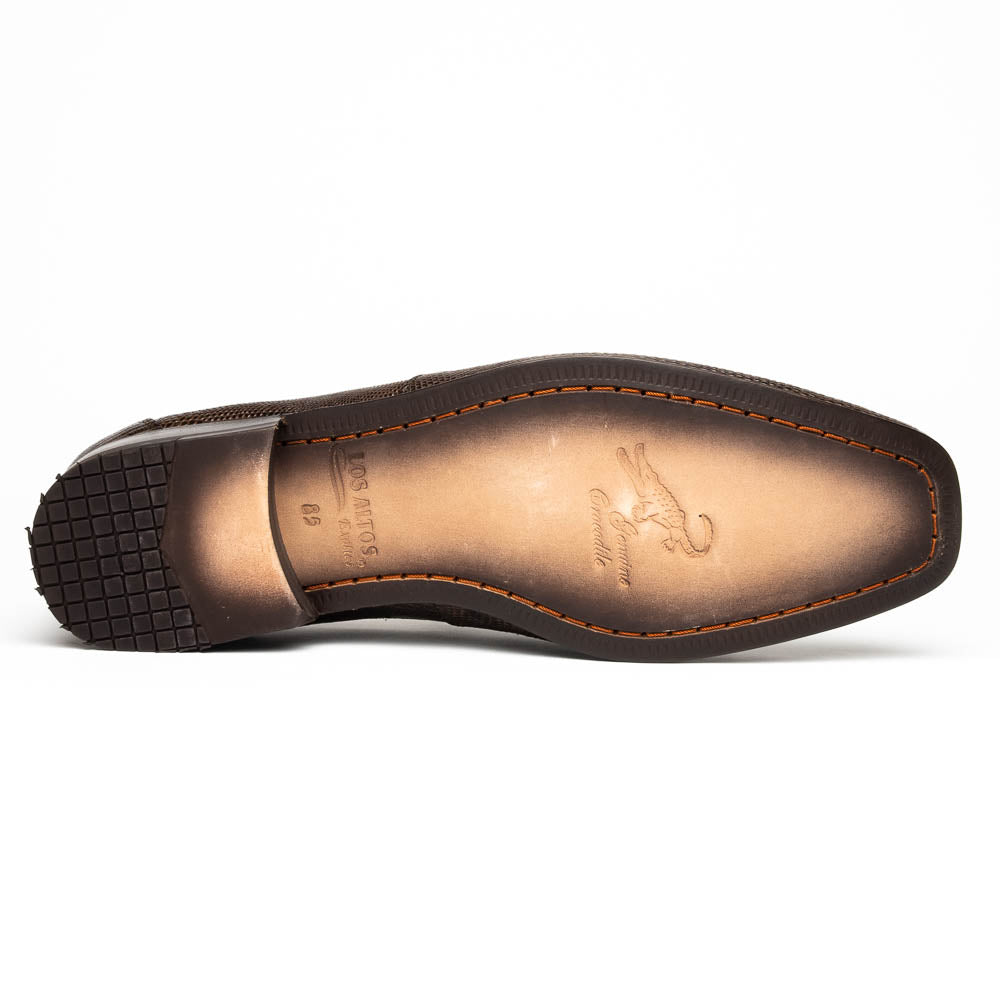 Los Altos Caiman & Lizard Bit Loafers Brown Size 9.5