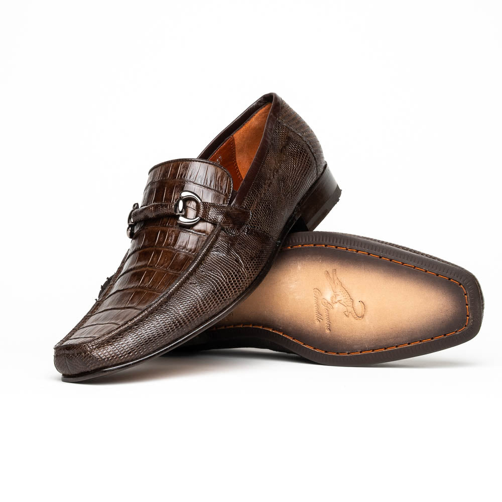 Los Altos Caiman & Lizard Bit Loafers Brown Size 9.5
