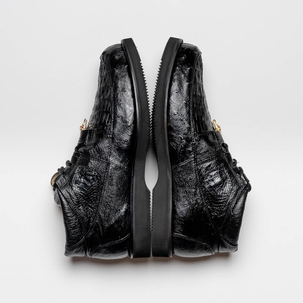 Los Altos Caiman Belly & Ostrich Casual Shoes Black