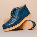Los Altos Caiman & Ostrich Casual Shoes Blue Jean