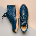 Los Altos Caiman & Ostrich Casual Shoes Blue Jean