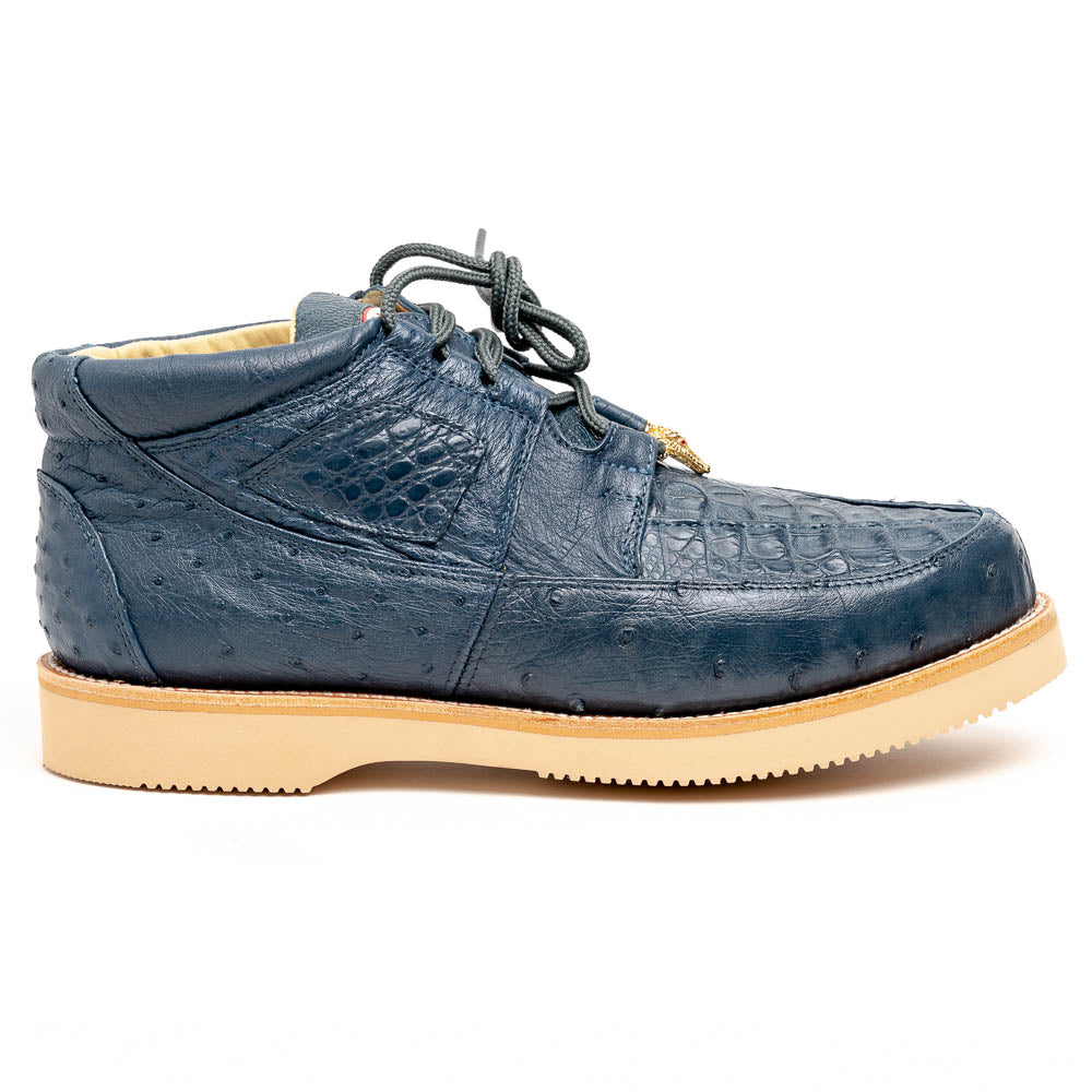 Los Altos Caiman & Ostrich Casual Shoes Blue Jean