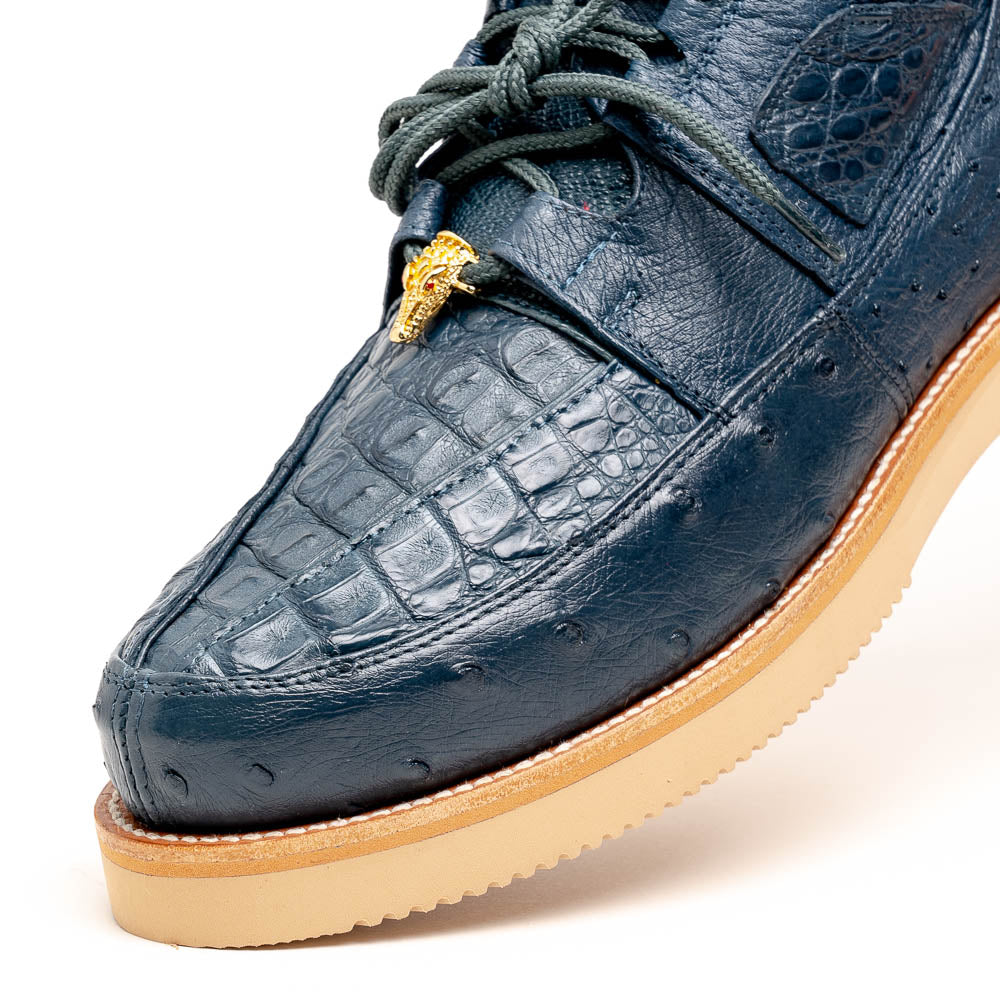 Los Altos Caiman & Ostrich Shoes Blue Jean