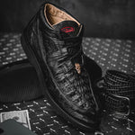 Los Altos Caiman Belly & Ostrich Casual Shoes Black
