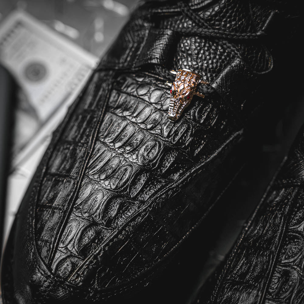 Los Altos Caiman Belly & Ostrich Casual Shoes Black