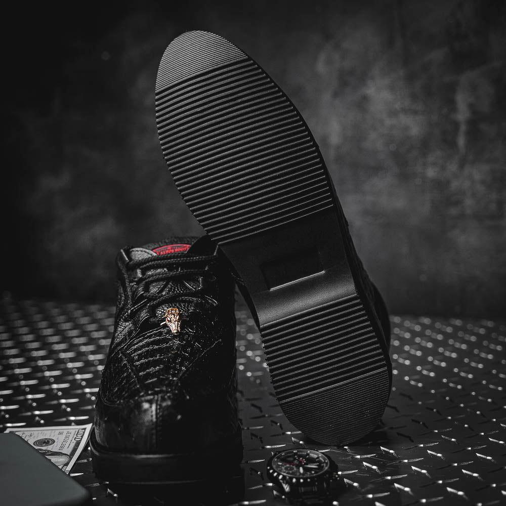Los Altos Caiman Belly & Ostrich Casual Shoes Black