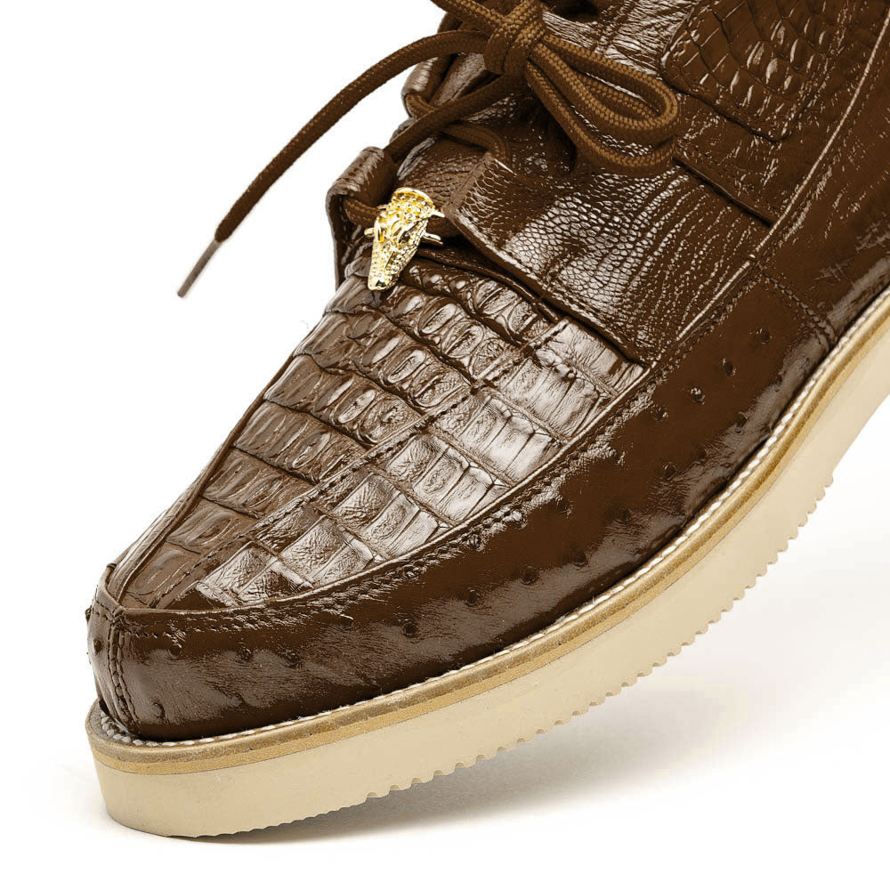 Los Altos Caiman & Ostrich Casual Shoes Brown