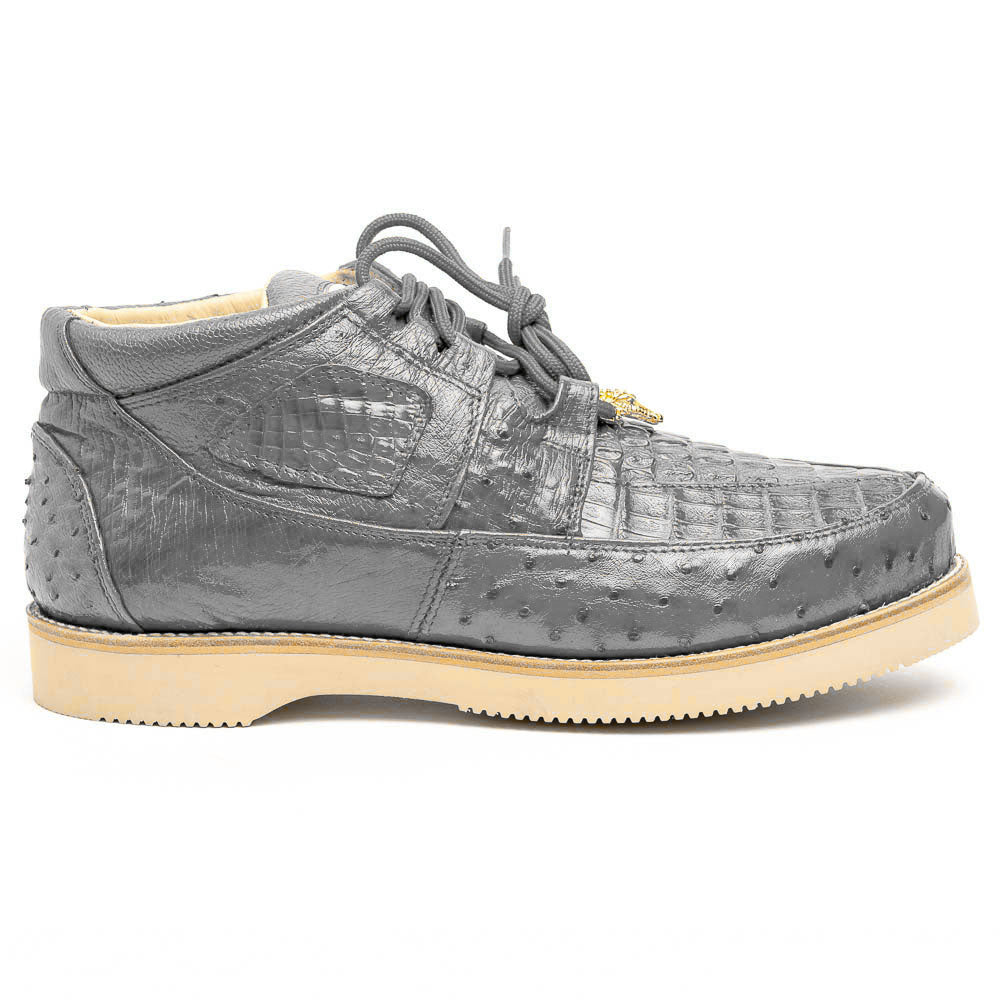 Los Altos Caiman & Ostrich Casual Shoes Gray