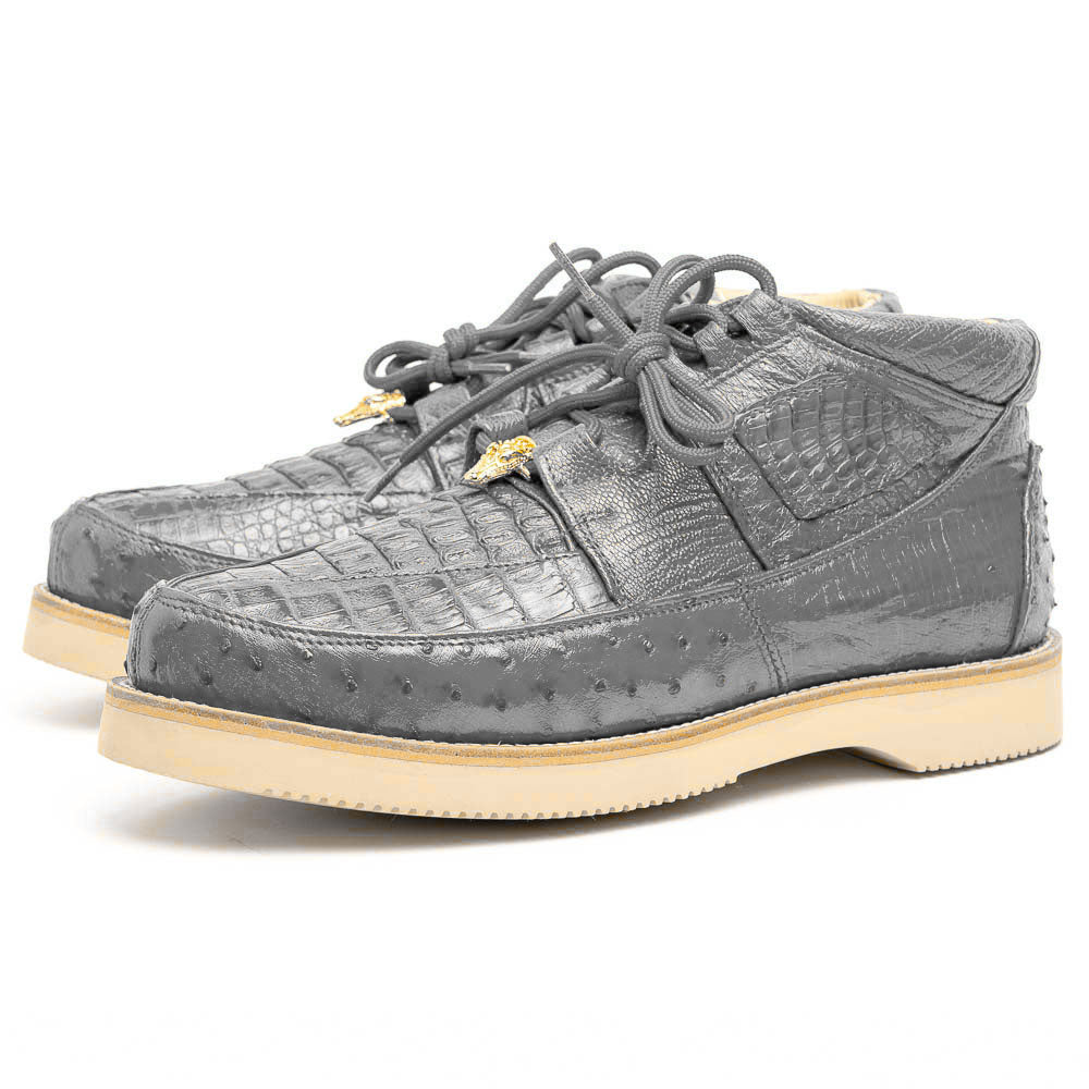 Los Altos Caiman & Ostrich Casual Shoes Gray