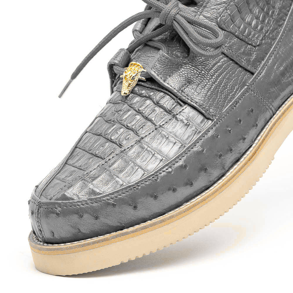 Los Altos Caiman & Ostrich Casual Shoes Gray