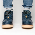 Los Altos Caiman & Ostrich Shoes Blue Jean