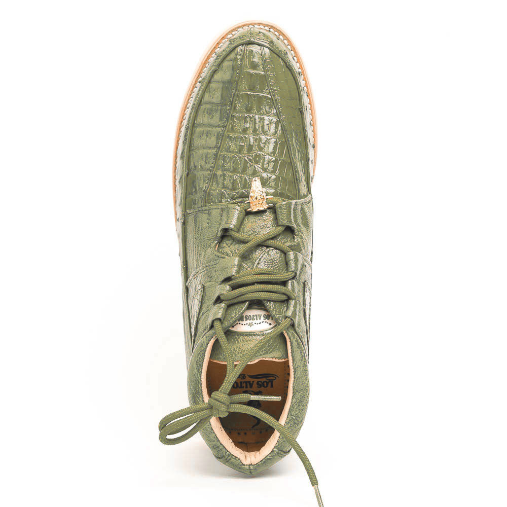 Los Altos ZA050248 Caiman & Ostrich Casual Shoes Military Green