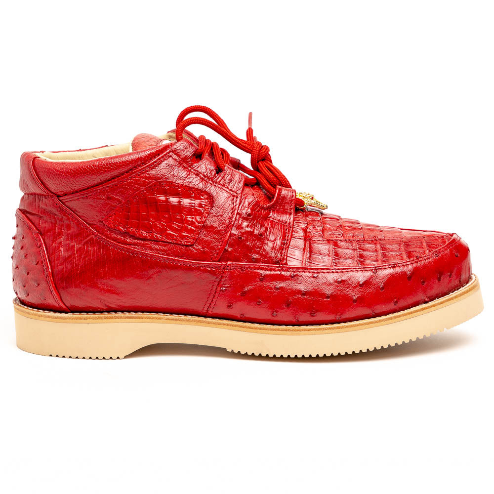 Los Altos Caiman Belly & Ostrich Casual Shoes Red