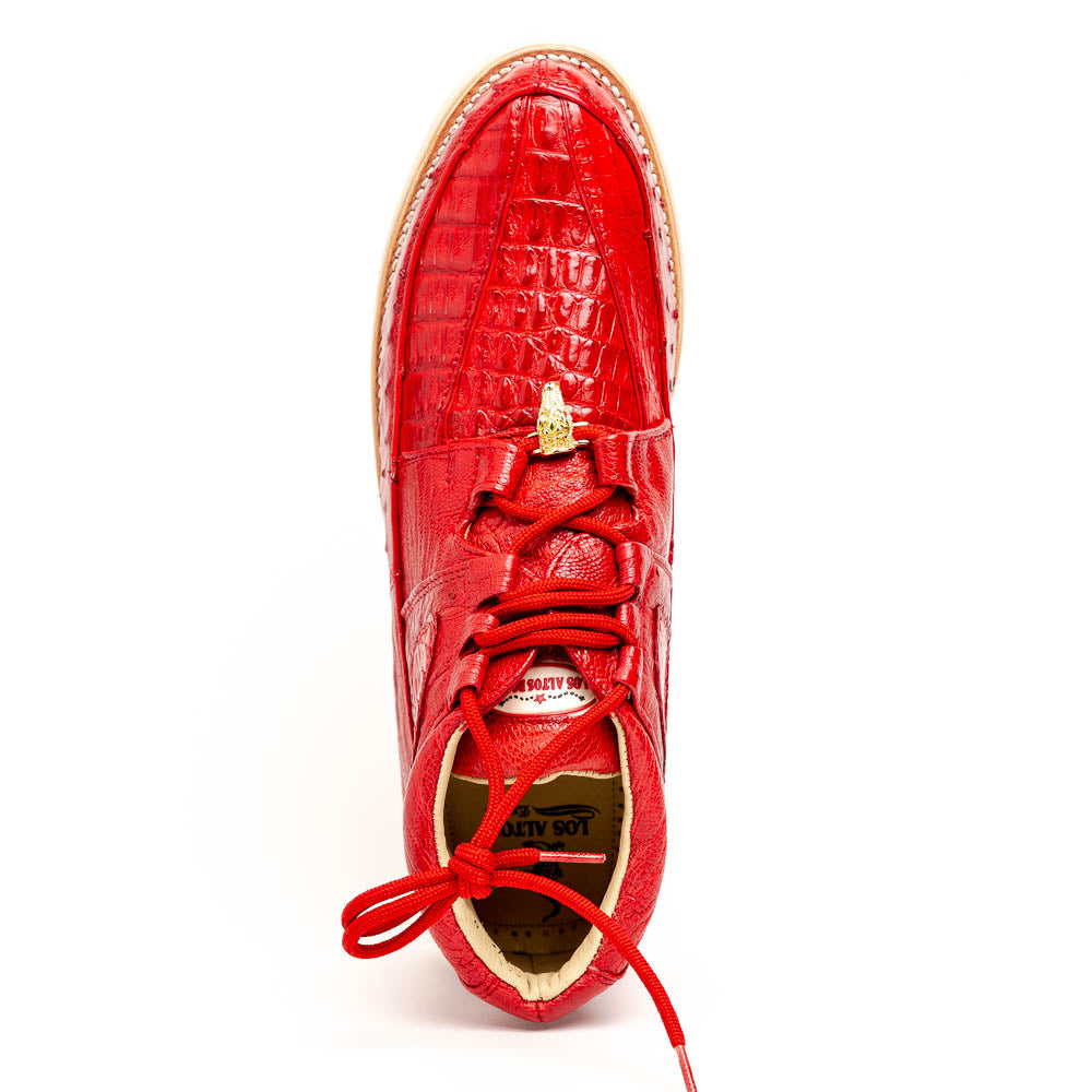 Los Altos Caiman Belly & Ostrich Casual Shoes Red