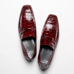 Los Altos Caiman & Lizard Bit Loafers Burgundy
