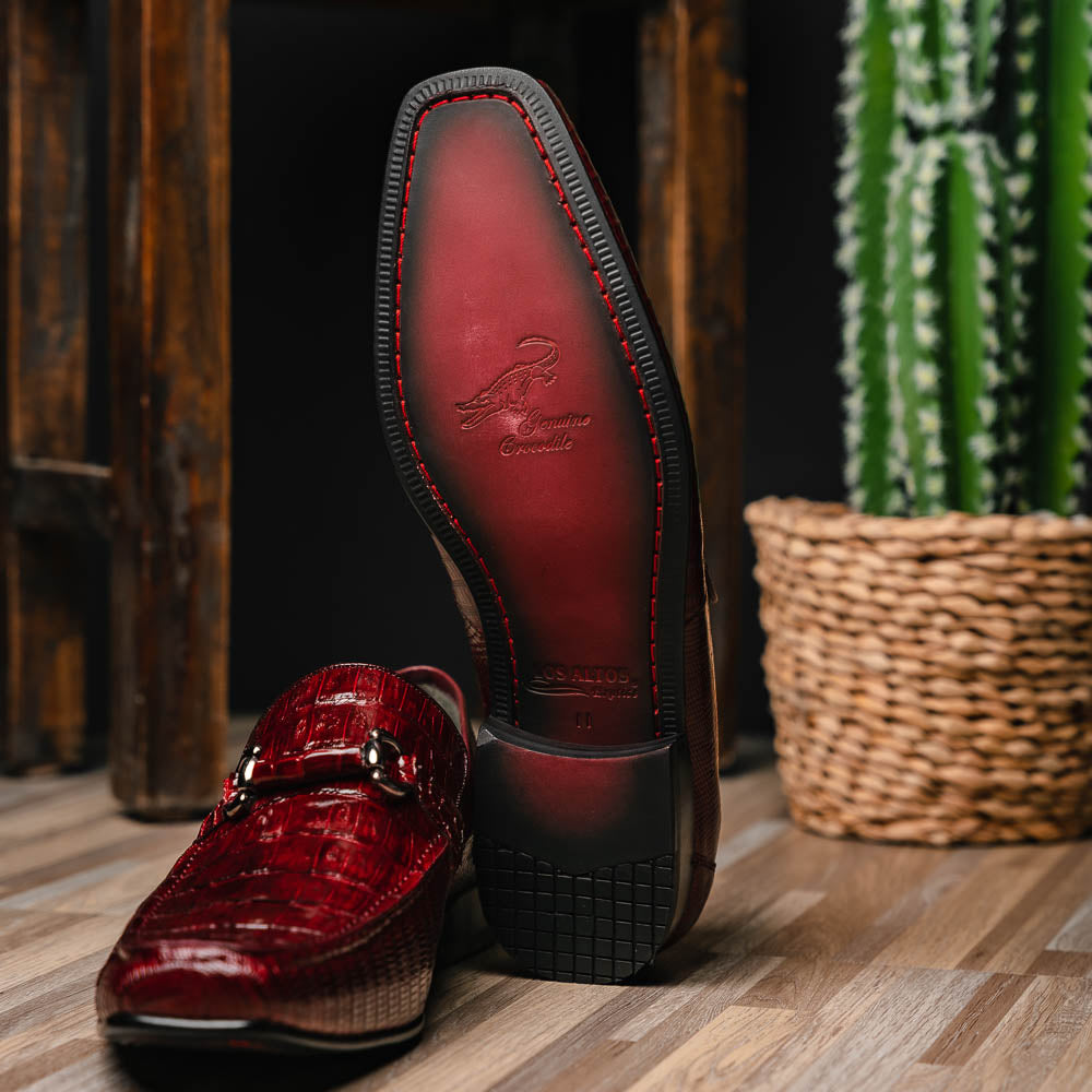 Los Altos Caiman & Lizard Bit Loafers Burgundy