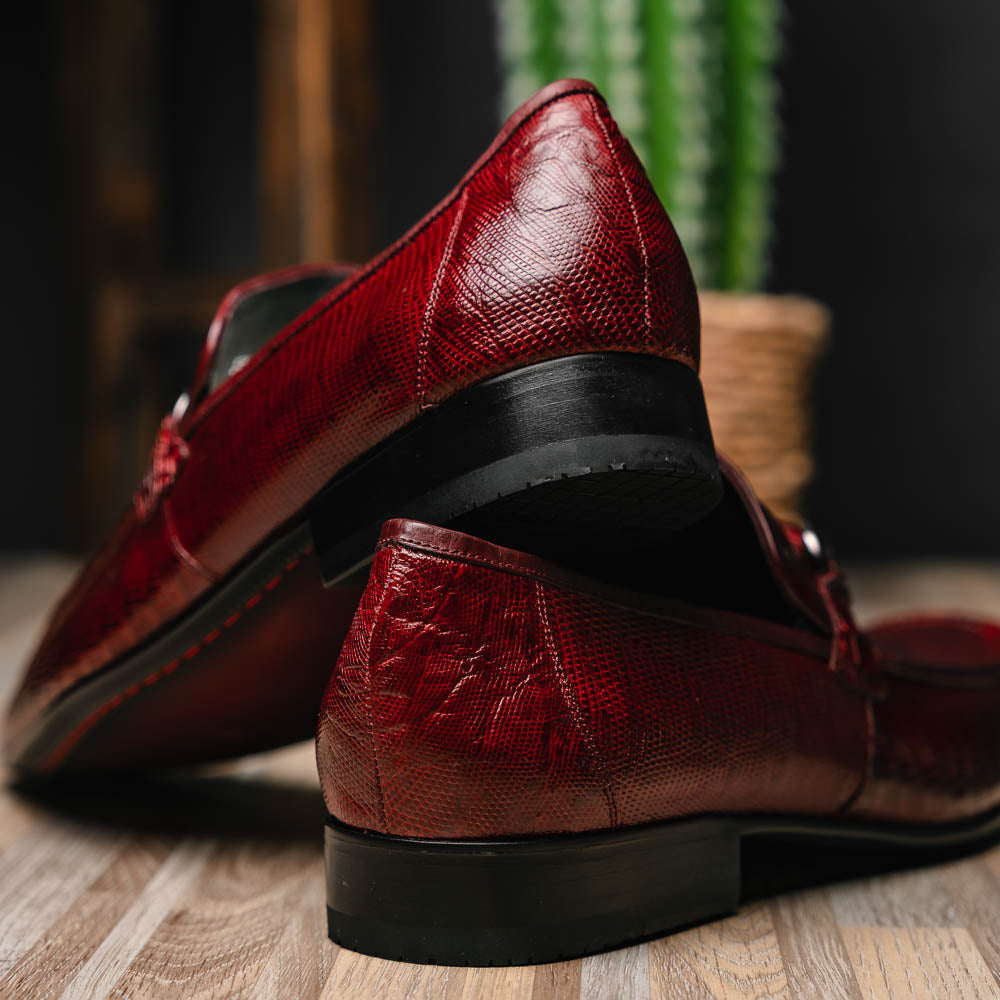 Los Altos Caiman & Lizard Bit Loafers Burgundy