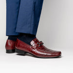 Los Altos Caiman & Lizard Bit Loafers Burgundy