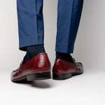 Los Altos Caiman & Lizard Bit Loafers Burgundy