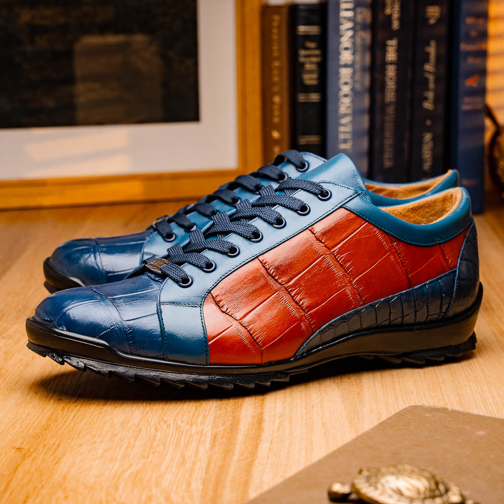 Marco Di Milano Cairo Alligator Sneakers Blue Jean / Honey
