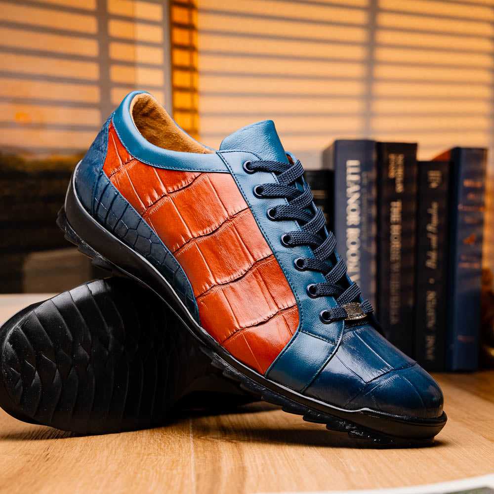 Marco Di Milano Cairo Alligator Sneakers Blue Jean / Honey