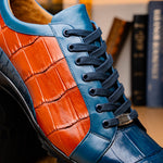 Marco Di Milano Cairo Alligator Sneakers Blue Jean / Honey