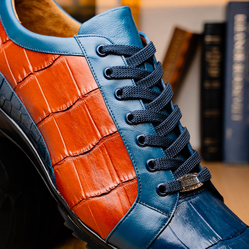Marco Di Milano Cairo Alligator Sneakers Blue Jean / Honey