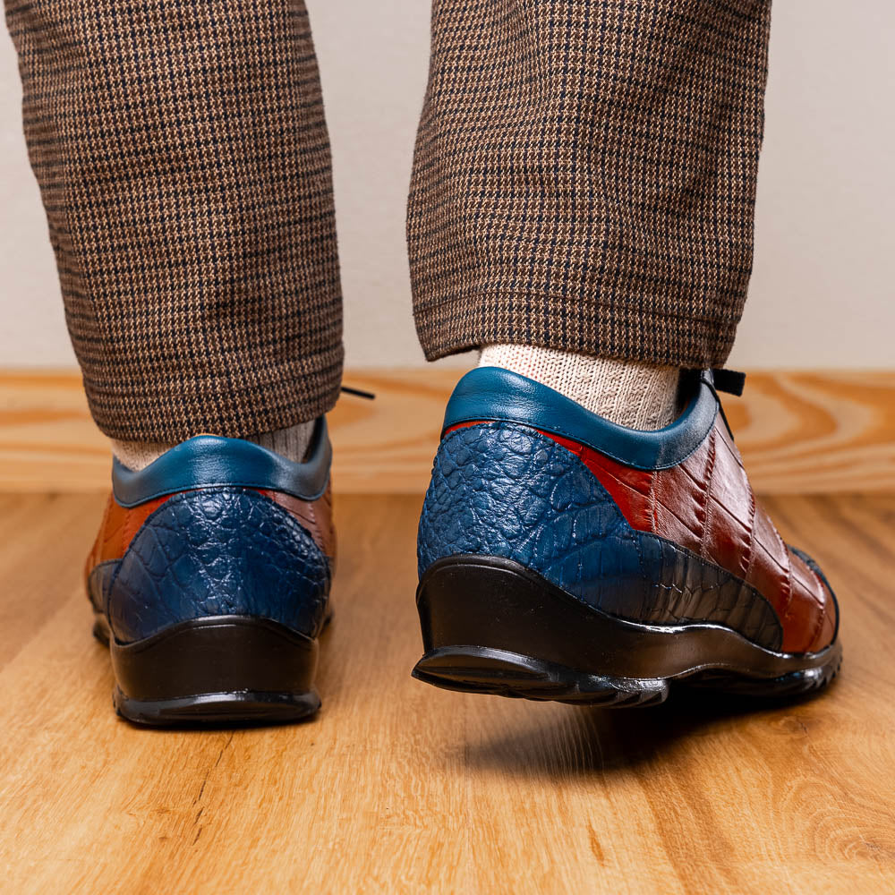 Marco Di Milano Cairo Alligator Sneakers Blue Jean / Honey