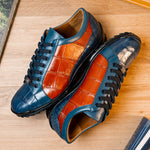 Marco Di Milano Cairo Alligator Sneakers Blue Jean / Honey