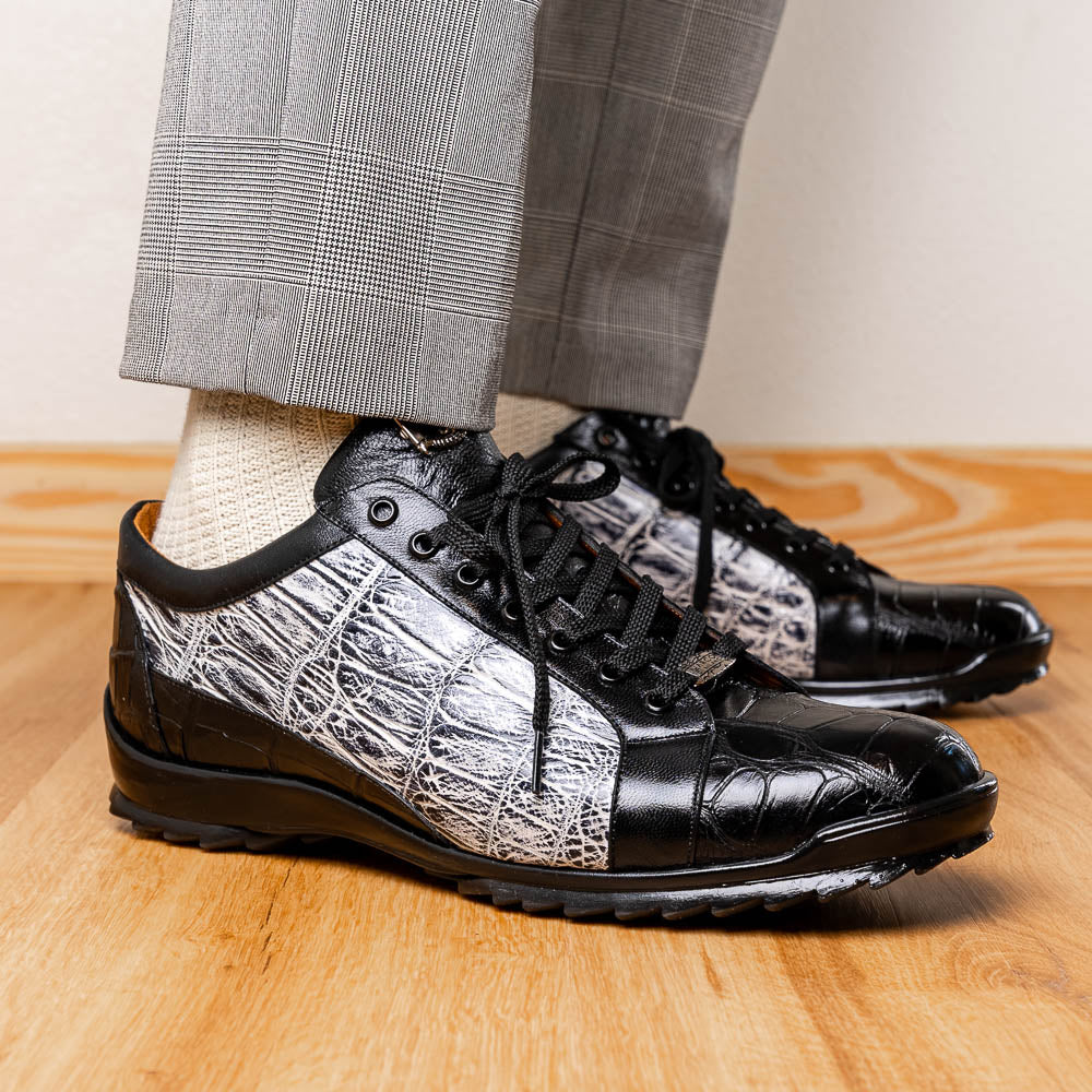 Marco Di Milano Cairo Alligator Sneakers Black / Newspaper