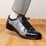 Marco Di Milano Cairo Alligator Sneakers Black / Newspaper
