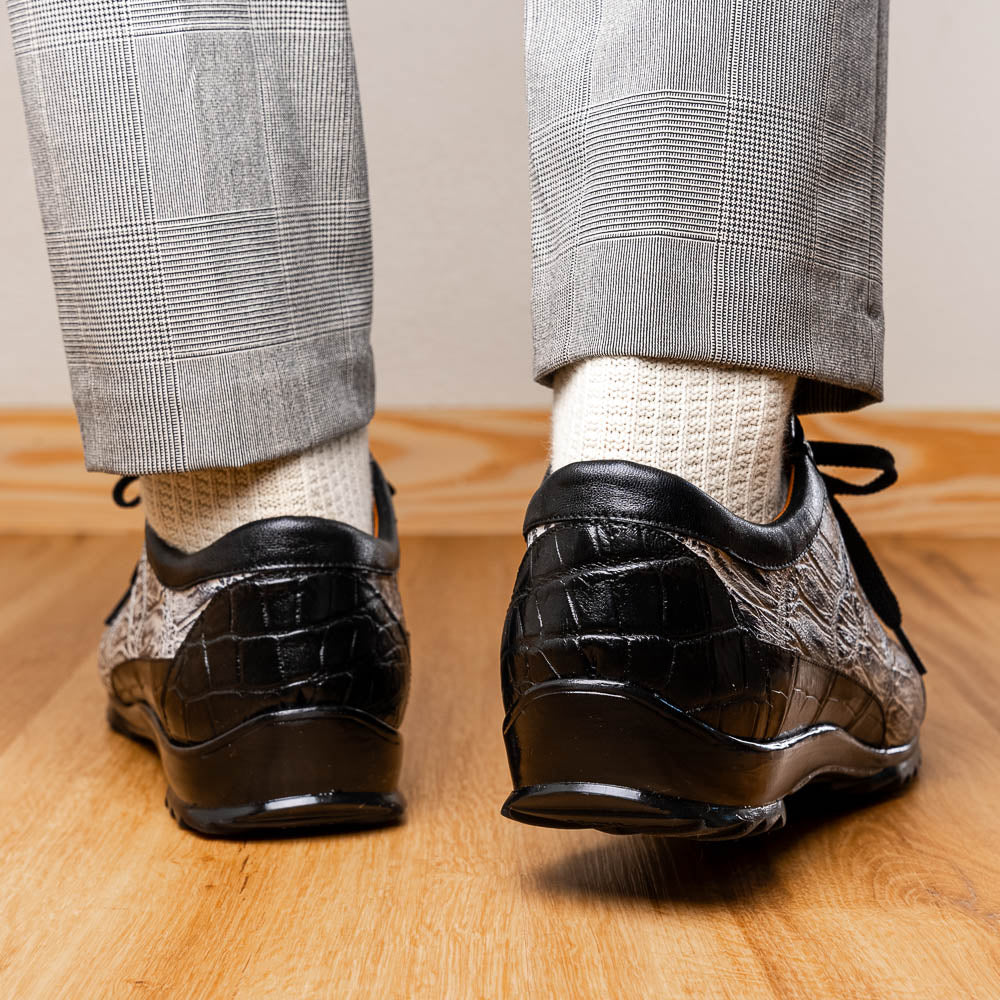 Marco Di Milano Cairo Alligator Sneakers Black / Newspaper