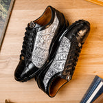Marco Di Milano Cairo Alligator Sneakers Black / Newspaper